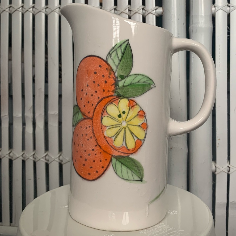 Vintage 50s/60s Orange Ceramic Pitcher